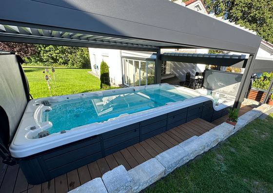Multi-Level Tiered Outdoor Swim Spa Hot Tub Bath Tub with Accessories Premium Quality Pool for Relaxation and Recreation